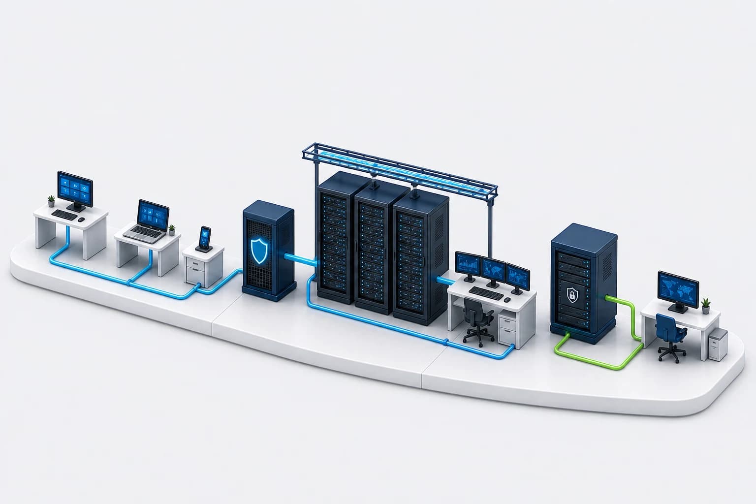 Hosted infrastructure connecting distributed users to managed technology services